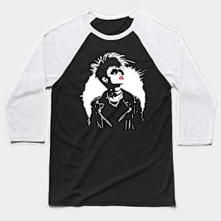 Classic Punk Portrait: Bold Fashion Statement Baseball T-Shirt